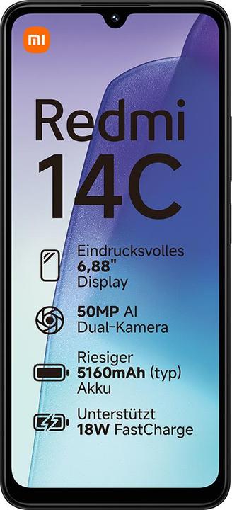 Actual product image Xiaomi Redmi 14C (256 GB, Midnight Black, 6.88", Dual SIM, 50 Mpx, 4G)
