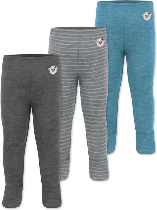 Normani 3er Pack Baby Merino Unterhose mit Füssen - 9543