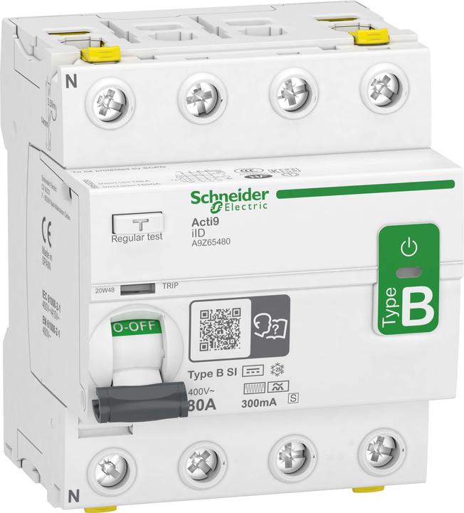 Actual product image Schneider Electric A9Z65480 IID 4P 80A 300MA S TYPE B-SI Earth-leakage circuit breaker all-current sensitive