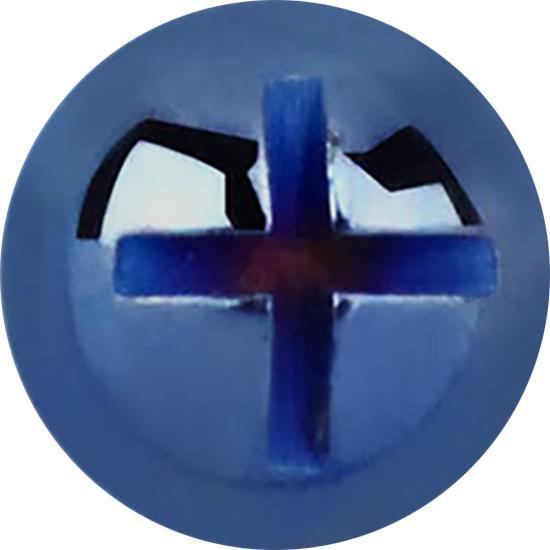 Actual product image Star Piercing Dermal Anchor cross slit head dark blue (without brass, Surgical steel 316L)