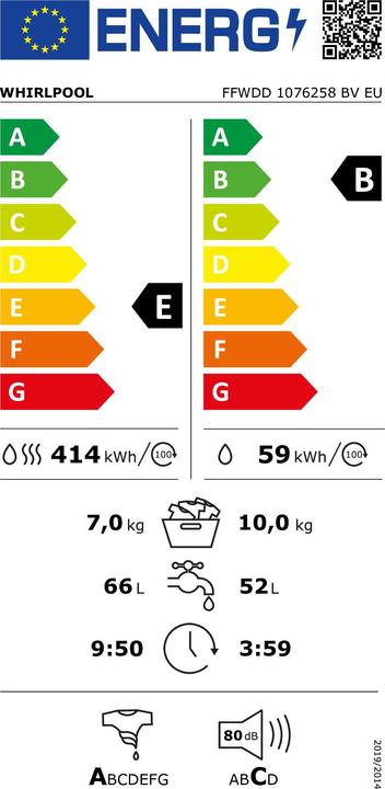Energie-Label Whirlpool FFWDD1076258B