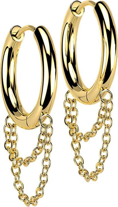 Produktbild Star Piercing Ohrring vergoldet Anhänger Doppelkette (ohne Messing, Chirurgenstahl 316L)