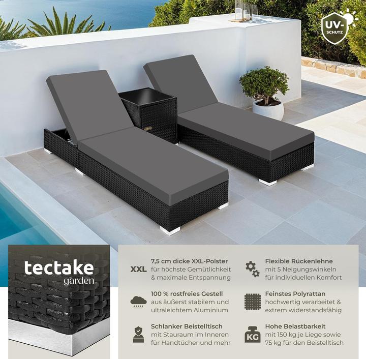 Immagine prodotto tectake 2 sedie a sdraio (184 cm)