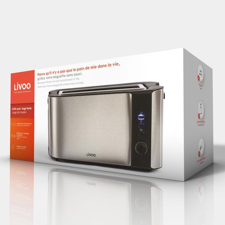 Actual product image Livoo Large slot stainless steel toaster