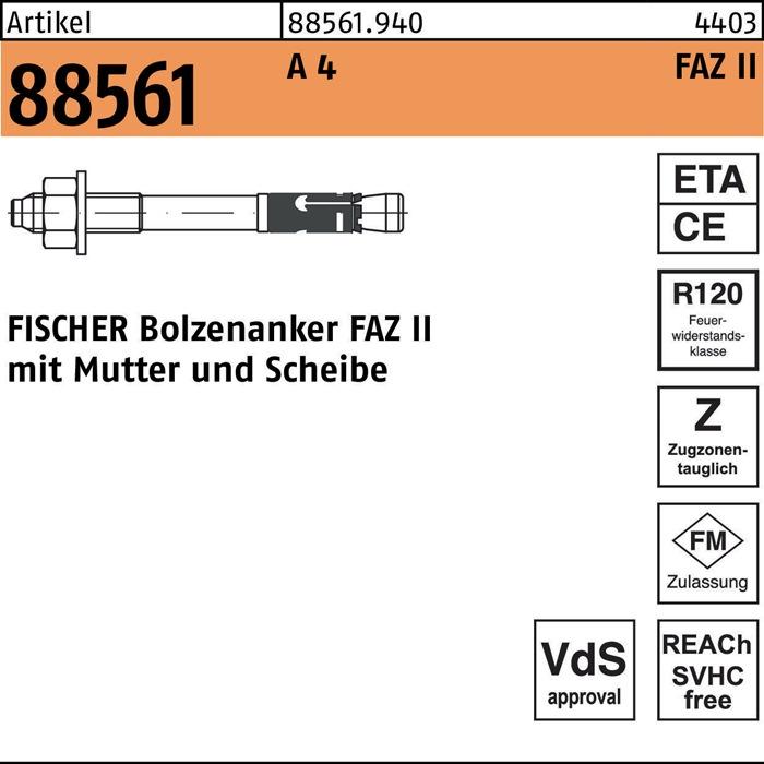 Image du produit Fischer Goujon d'ancrage FAZ II 12 Longueur 110 mm Acier inoxydable (20 pcs)