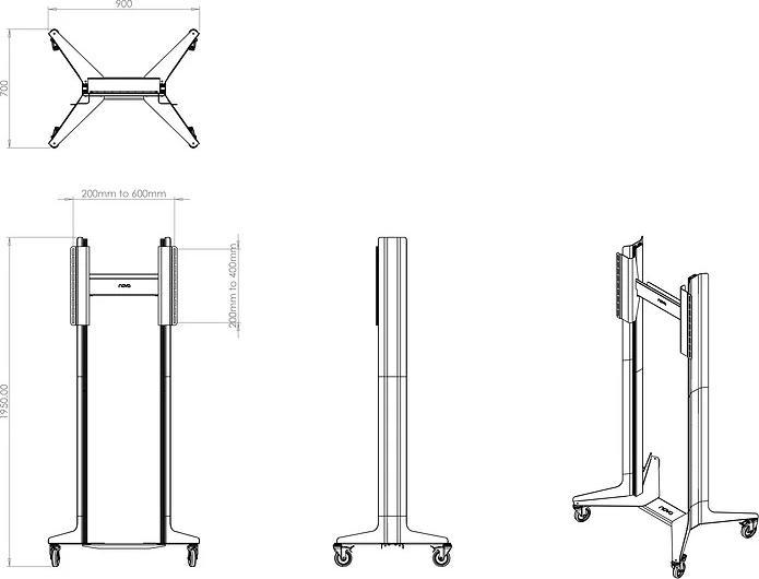 Produktbild Nova NVP600 TR TV Trolley bis VESA 600x400, bis 75kg (65", 75 kg)