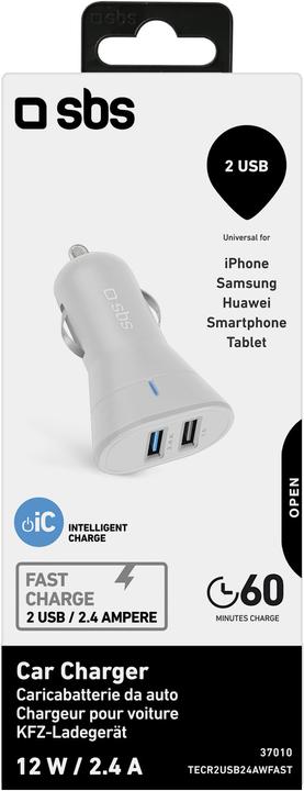 Actual product image SBS Car charger with two 2100 mAh USB ports