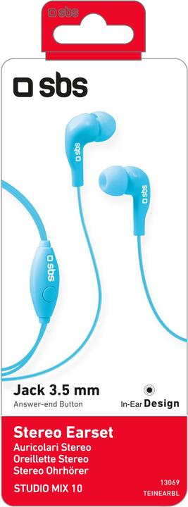 Image du produit SBS Casque avec câble, Stereo In-Ear Studio Mix 10, prise jack 3,5 mm avec microphone et bouton pour G (Filaire)