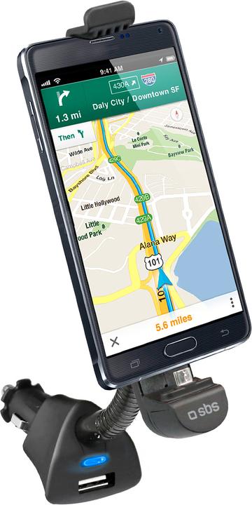Immagine prodotto SBS Supporto da auto con connessione micro USB e porta USB per smartphone fino a 5.5Inc