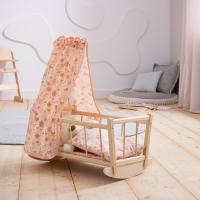 Actual product image Howa Wooden doll's cradle "miniflowers" incl. bedding and canopy apricot 1706