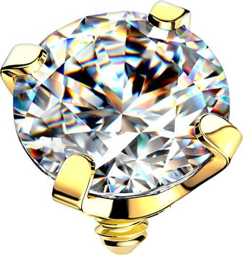 Actual product image Star Piercing Dermal Anchor gold-plated crystal set in silver (Surgical steel 316L)