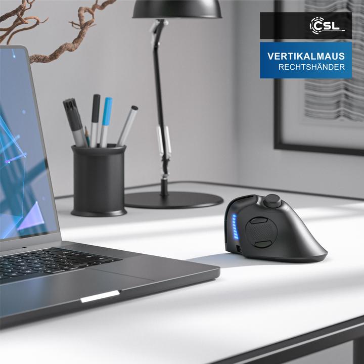 Immagine prodotto CSL Mouse verticale senza fili, 2,4 GHz wireless & BT4.0, 250 dpi, contro il braccio del mouse / gomito (Senza fili)