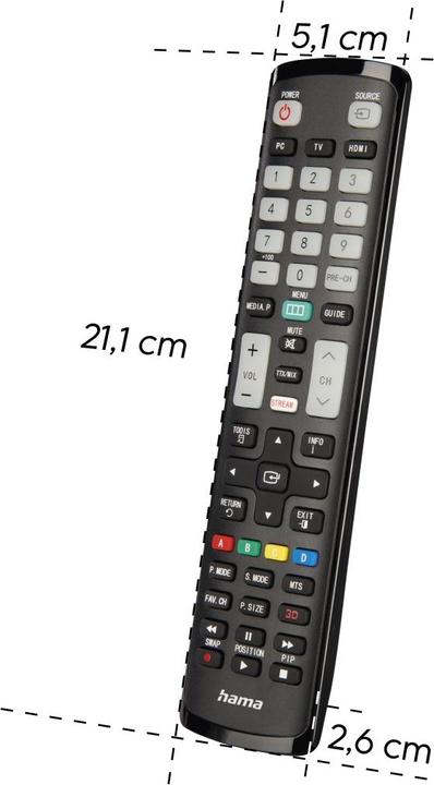 Produktbild Hama Universal-Fernbedienung für Samsung TVs, IR, lernfähig, leuchtende Tasten (Universal Fernbedienung, Infrarot)