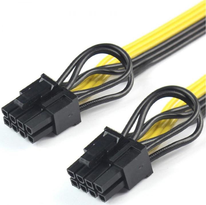 Produktbild PowerGuard PCI-E 6-Pin zu 2x 8-Pin (6+2 Pin) Grafikkarten Stromkabel 30cm