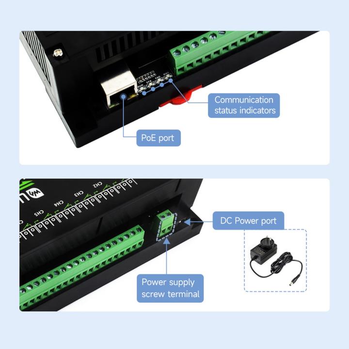 Produktbild WaveShare 30-Kanal Relais PoE Ethernet Modul RTU/Modbus TCP Protokoll