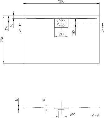 Produktbild Villeroy & Boch V&B Duschwanne ARCHITECTURA METALRIM R-eck mit Antirutsch 1200x750x15mm we (120 cm, 75 cm)