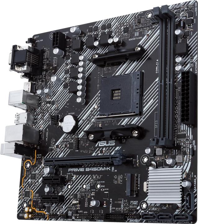Productafbeelding ASUS PRIME B450M-K II, AMD B450 moederbord - Socket AM4 (AM4, AMD B450, mATX)