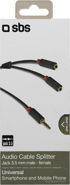 Immagine prodotto SBS Cavo audio stereo spina 3,5 mm con distributore di segnale per telefoni cellulari e smartphone (0.20 m, Connettore da 3,5 mm (AUX))