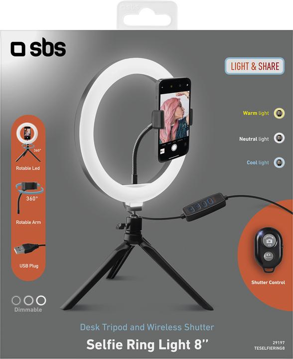 Actual product image SBS Tripod with 20cm Selfie Ring Light