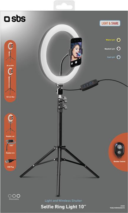 Immagine prodotto SBS Luce ad anello per selfie con treppiede (Anello di luce)