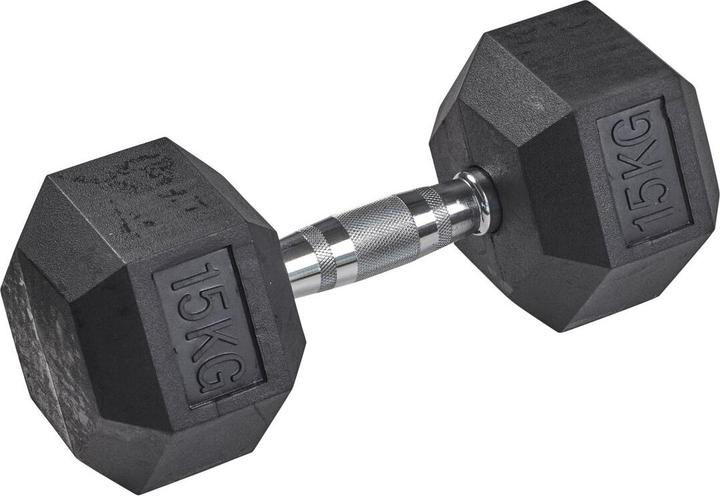 Image du produit Tanga Sports Haltère court en caoutchouc HEX, 15 kg (1 x 15 kg)
