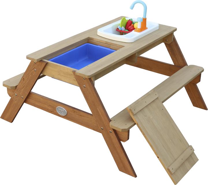 Image du produit Axi Emily Sand & Water Table de pique-nique avec évier de cuisine ludique Marron