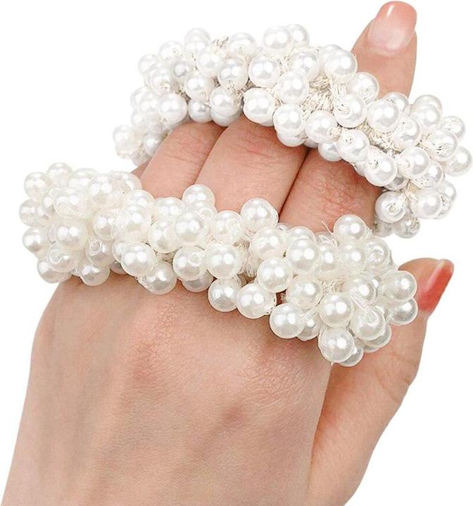 Produktbild JTI Haargummi mit Perlen - Weiss (Haargummi)