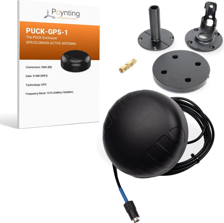 Produktbild Poynting Antennen · GPS · KFZ · GPS-001-V2-01 · schwarz · SMA (M) · PUCK Antenne MIMO · SMA · 2 Me (GPS)