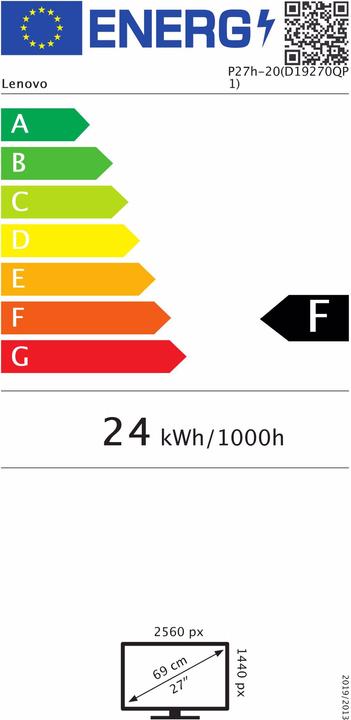 Energy Label Lenovo ThinkVision T27h-20 (2560 x 1440 pixels, 27")