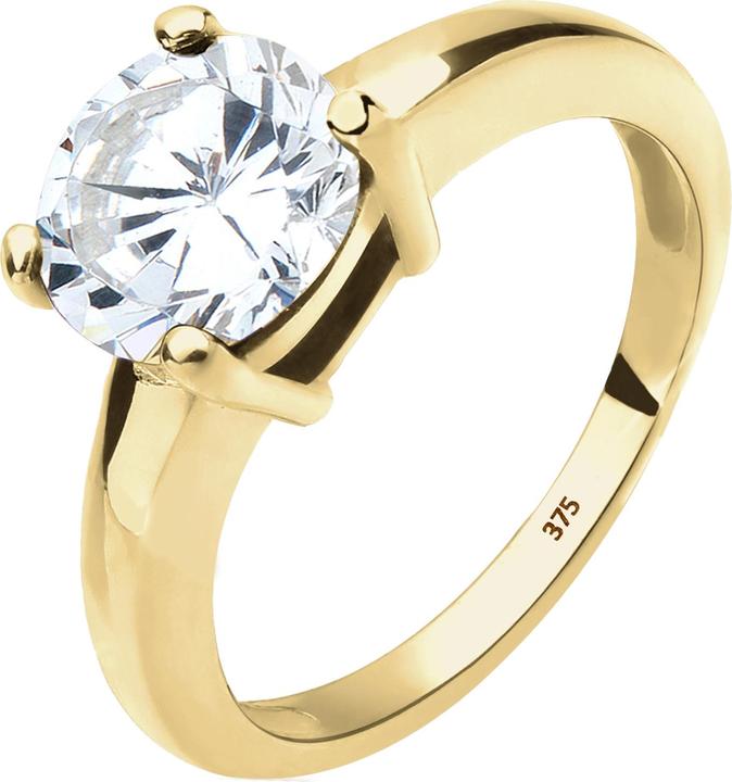 Produktbild Elli PREMIUM Ring Solitärring Zirkonia 375 Gelbgold Geschenkidee (54, 375/9 K Gold)