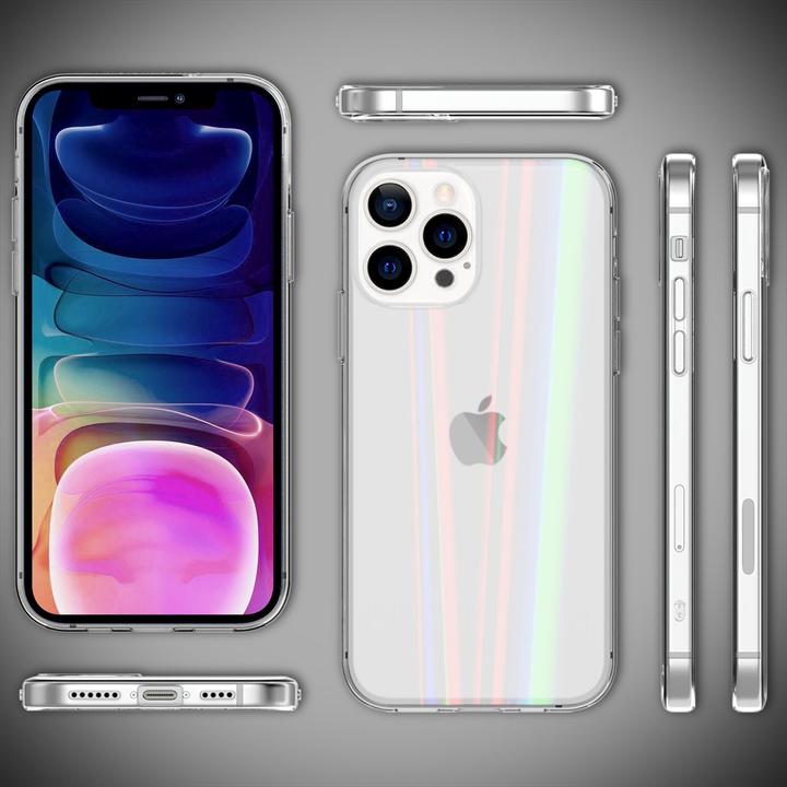 Produktbild Nalia Klare Hartglas Hülle Regenbogen Effekt (Apple iPhone 13 Pro Max)