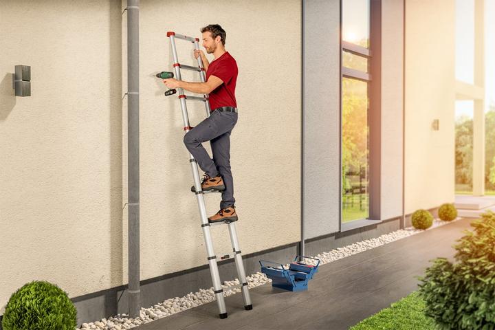 Produktbild Hailo FlexLine, Alu-Sicherheits-Teleskopleiter, 9 Sprossen (Anlegeleiter, 264 cm)