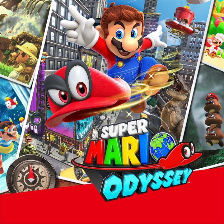 Image du produit Nintendo Switch Rouge + Code de téléchargement Super Mario Odyssey + Autocollant du film Super Mario Bros.