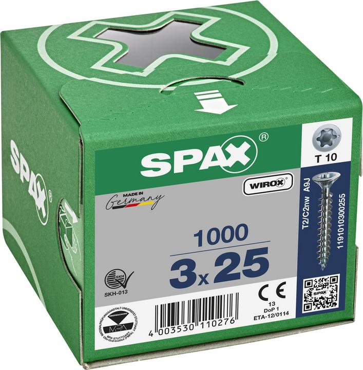 Produktbild Spax Spanplattenschrauben SK T10 3,0x25 mm (1000 Schrauben pro Stück)