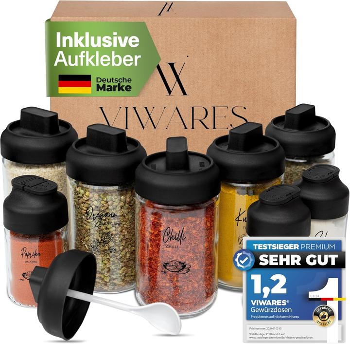 Actual product image Viwares 9-teiliges Gewürzgläser Set