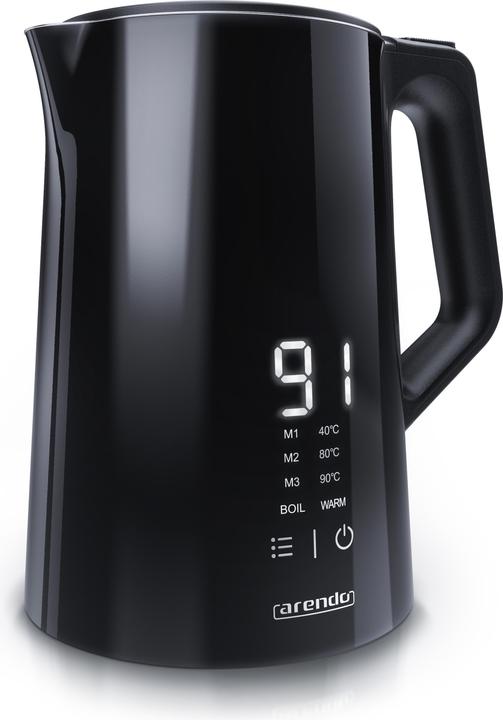 Arendo Waterkoker, roestvrij staal Waterkoker met display en temperatuurselectie AESTHET 1,5L (1.50 l)