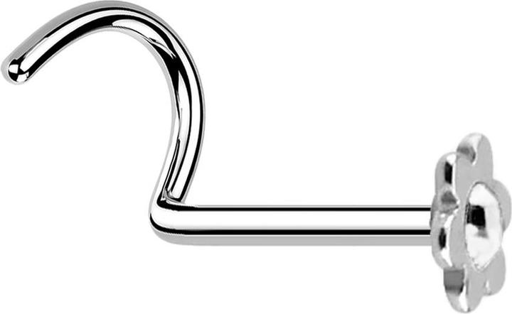 Immagine prodotto Star Piercing Nasenstecker gebogen silber mit Blume und Kristall silber (senza ottone, Acciaio chirurgico 316L)