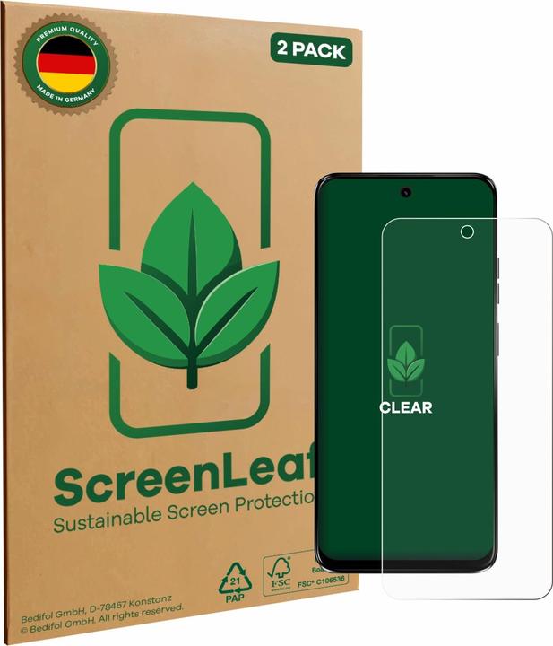 Productafbeelding ScreenLeaf Schutzfolie nachhaltiger Displayschutz Display Schutz Folie Klar Transparent (2 Stuk, Samsung Galaxy A34 5G)