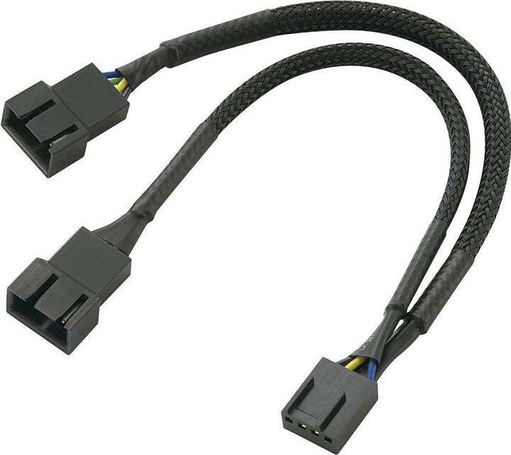 Actual product image Akasa PWM Y Cable sleeved