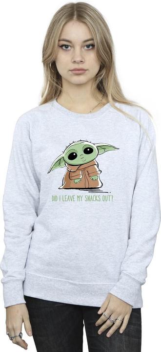 Actual product image Star Wars Womens/Ladies The Mandalorian Grogu Snacks Meme Sweatshirt (L)