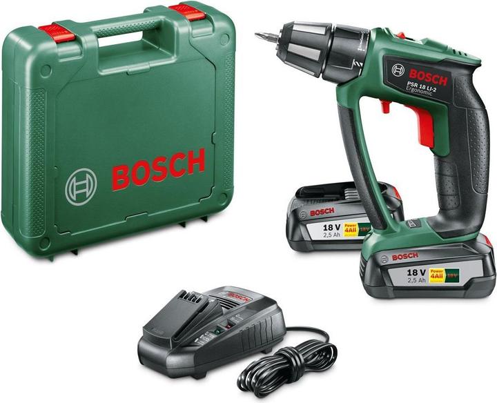 Actual product image Bosch Home & Garden PSR 18 LI-2 Ergonomic, 2 batteries (Rechargeable battery operated)