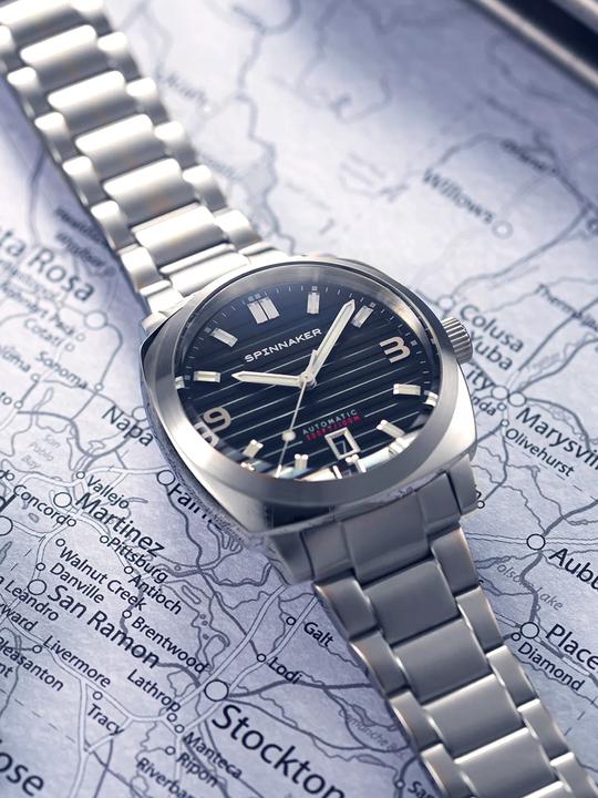 Actual product image Spinnaker SP-5073-33 Hull Riviera Noire Automatic Mens Watch 43mm 10ATM (Analogue wristwatch, 43 mm)