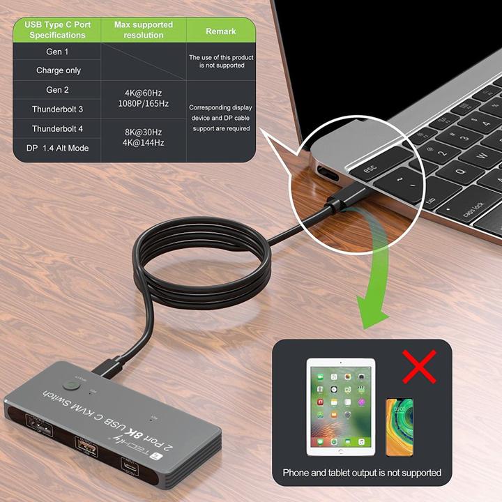 Produktbild Techly KVM USB-C Switch 8K DisplayPort