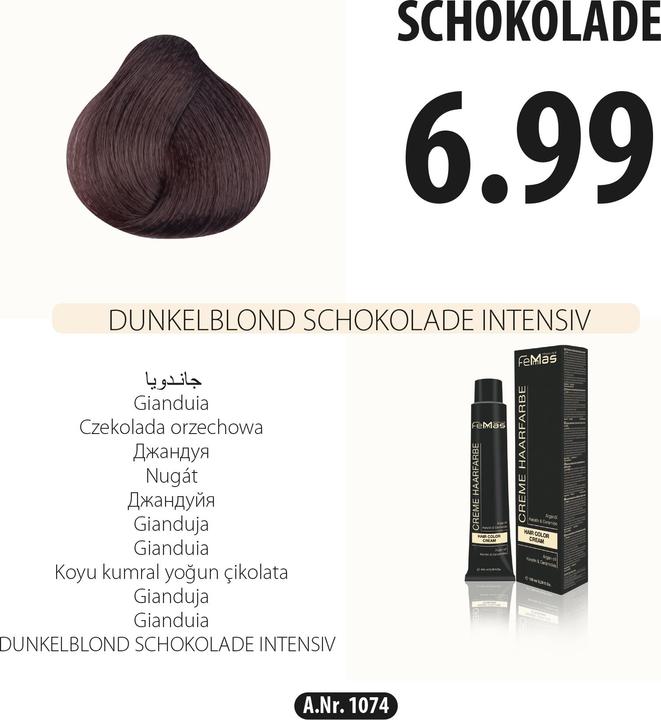 Produktbild FemMas 6.89) Haarfarbe Dunkelblond Amber Schokolade 100ml (Dunkelblond Schokolade)
