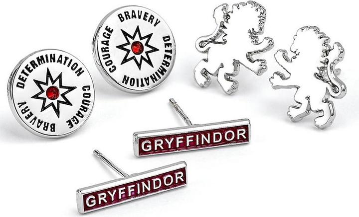 Actual product image Gryffindor earring set silver-plated 3-pack (3% Copper, 93% zinc, 4% aluminium)