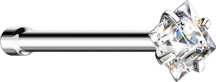 Produktbild Star Piercing Nasenstecker gerade silber quadratischer Kristall silber gefasst (ohne Messing, Chirurgenstahl 316L)