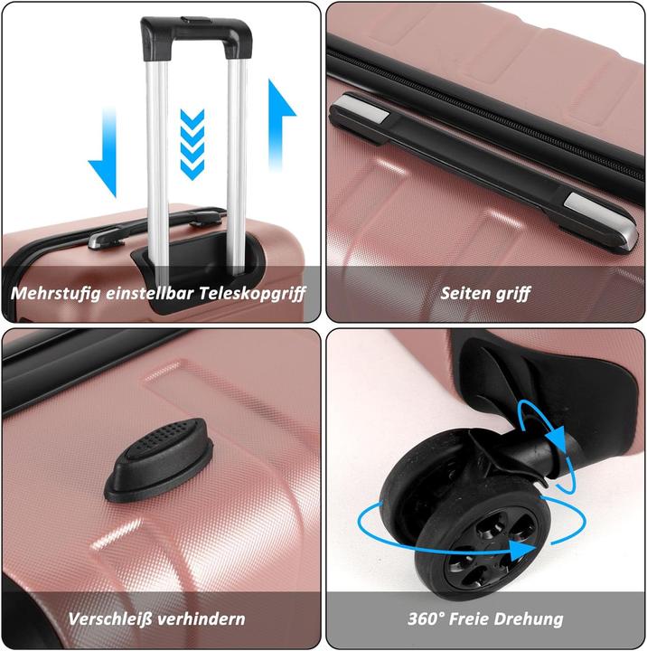 Produktbild Tan.Tomi 3-teiliges Hartschalenkoffer-Set (95 l, Handgepäck (bis 50l), M (50 - 90l), L (90 - 115l))