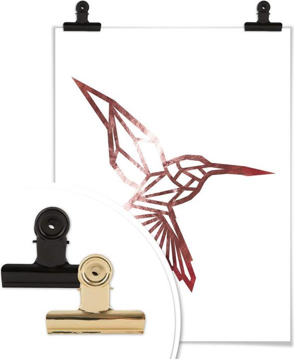 Actual product image Trenddeko Origami hummingbird - rose gold look (30 x 40 cm)