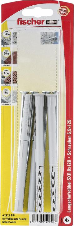 Actual product image Fischer Fisc long-shafted dowel SXR 8x120 Z K 4 052206 (4 pcs.)
