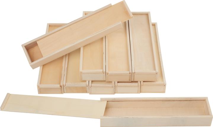 Produktbild VBS XXL Holzboxen mit Schiebedeckel, 10 Stück, 20 x 5 x 2,5 cm